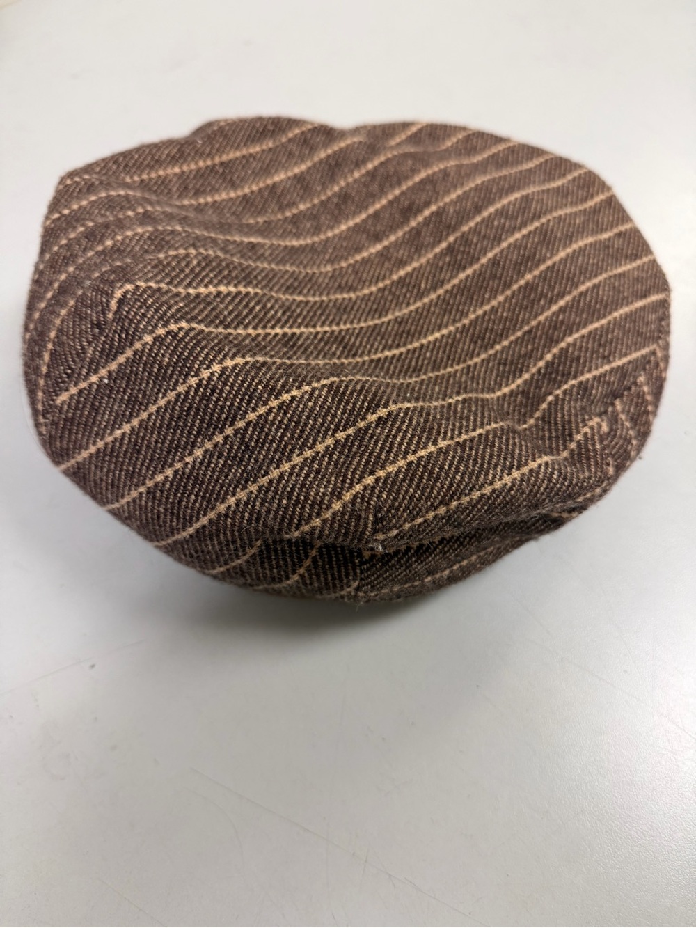 Vintage Scala Brown Pinstriped Newsboy Flat Cap Size Medium